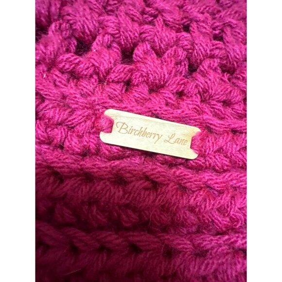Handmade Birchberry Lane Burgundy Raspberry Chunky Knit Pocket Shawl Sweater Coz - Picture 2 of 7